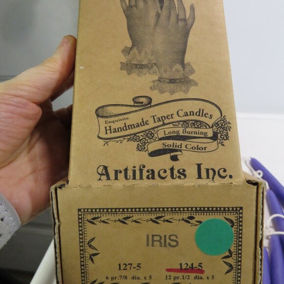 Purple Mini Taper Candles 5" x 1/2" - Made in USA, joined pairs, new in box - Picture 5 of 8